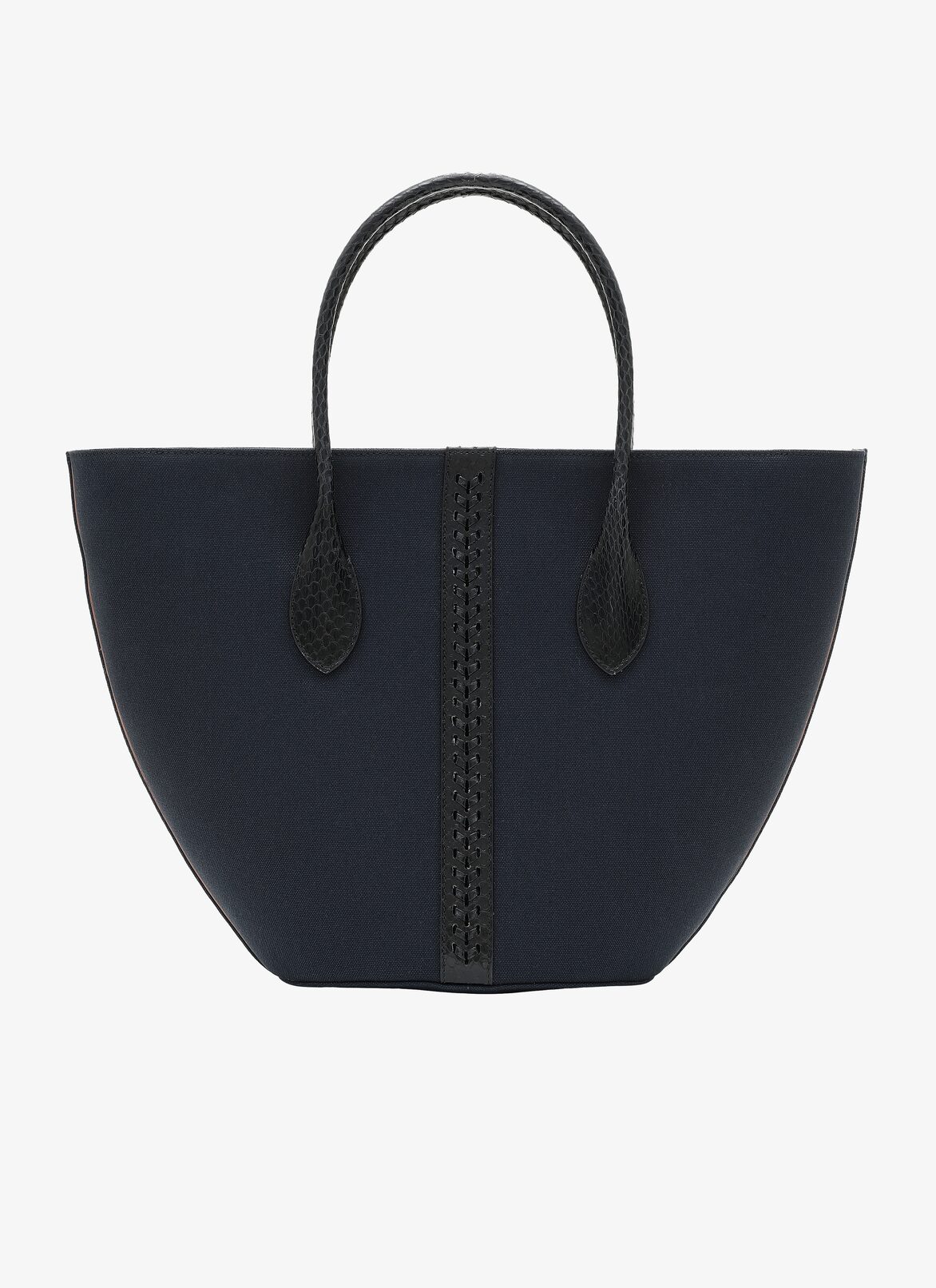 LATIFA SMALL CANVAS+ELAPHE TRESSE NIGHT/BLACK ALAÏA NIGHT/BLACK  LATIFA SMALL CANVAS+ELAPHE TRESSE NIGHT/BLACK